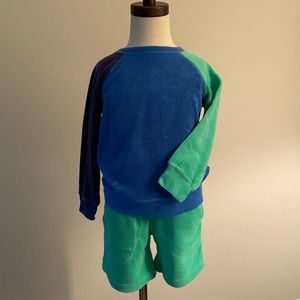 Mini Boden boys terry cloth top and bottoms